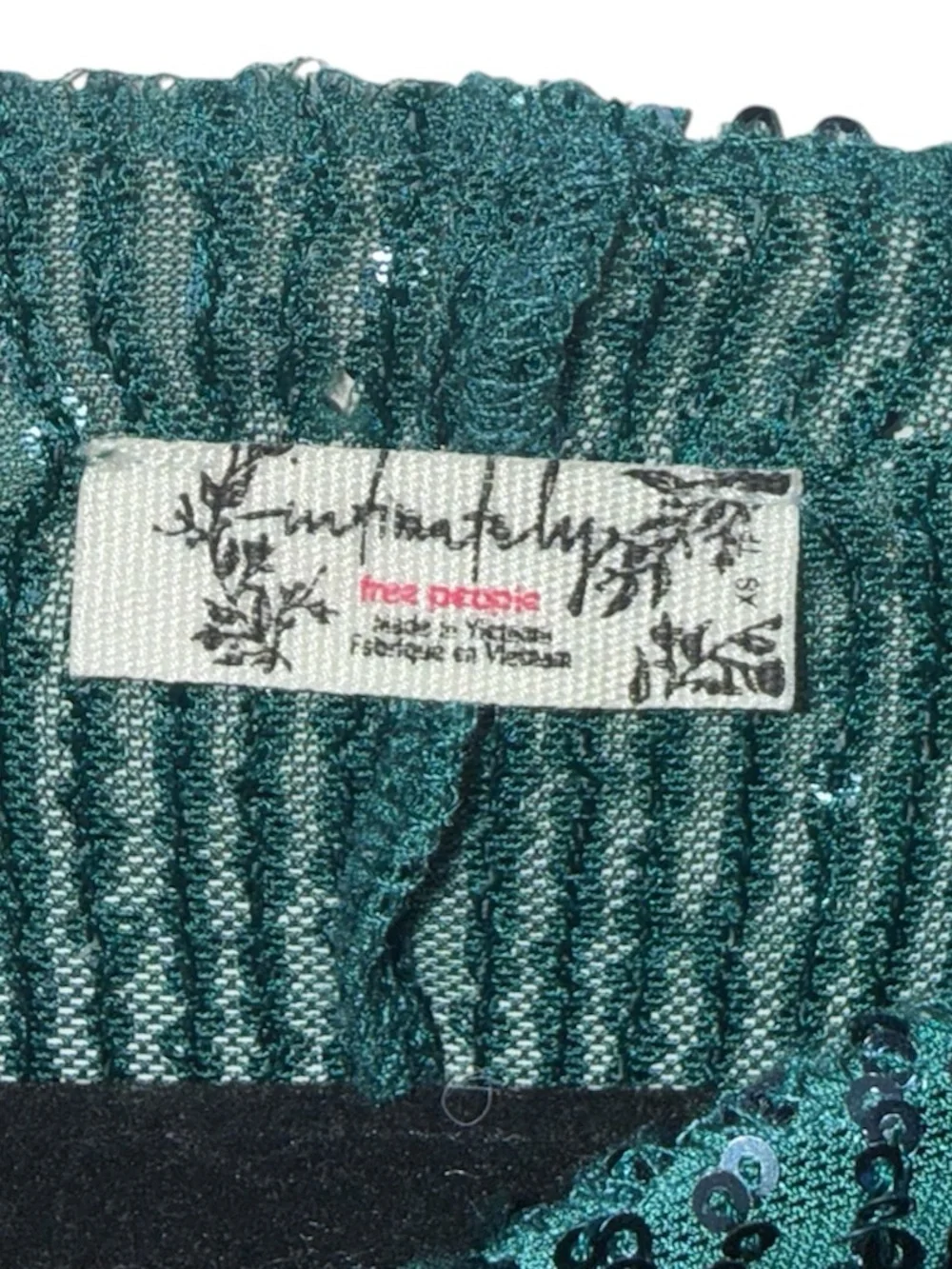 Free People Teal Sequin Long Sleeve Top XS Holiday Party